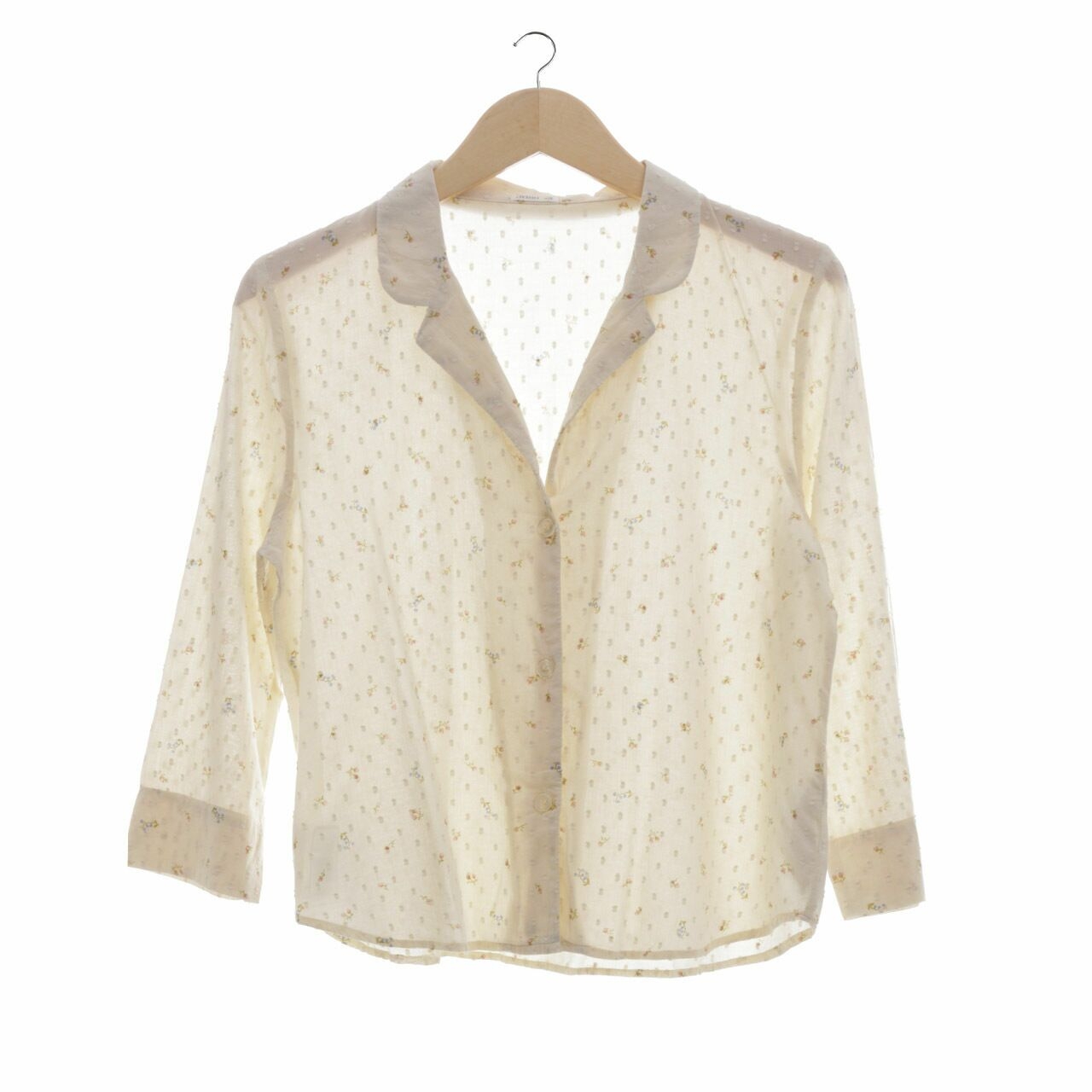 Oysho Pastel Yellow Floral Shirt