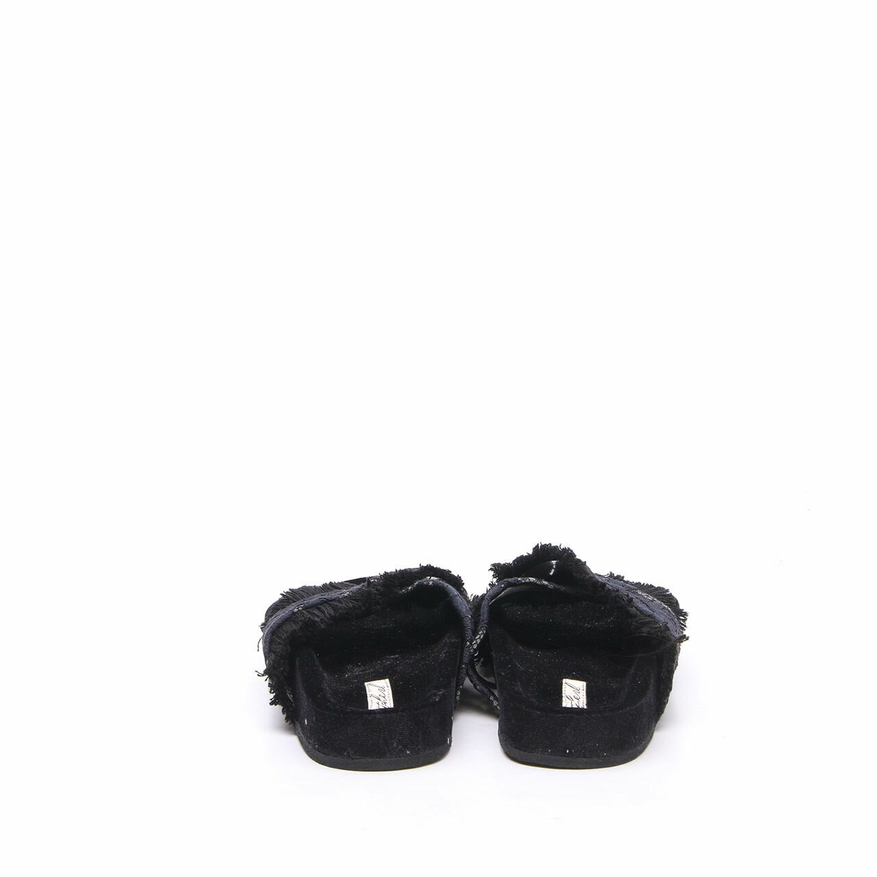 Ittaherl Black Velvet Moss X Strap Sandals