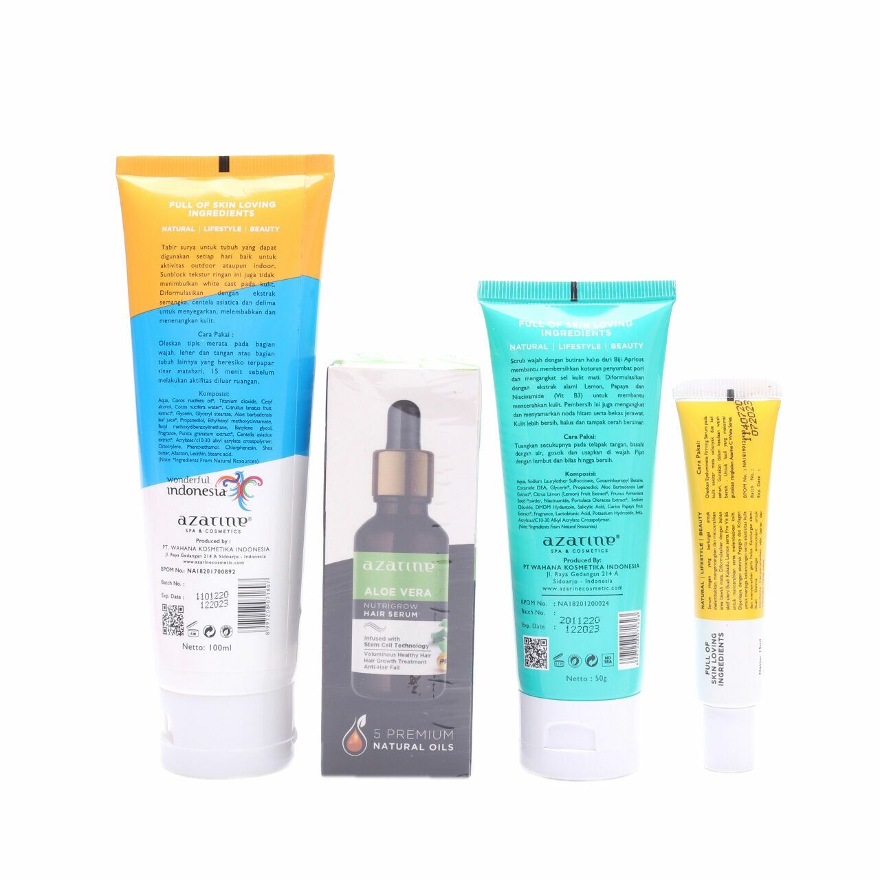 Private Collection Brightening Scrub, Aqua Essence Sun Shield Serum, Hair Serum & Eyeluminate Firming Serum + Pouch Sets and Palette