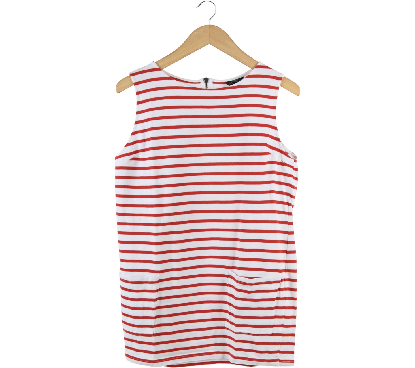 Topshop Red And White Striped Sleeveless