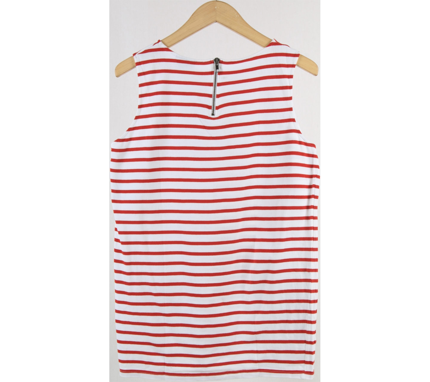 Topshop Red And White Striped Sleeveless