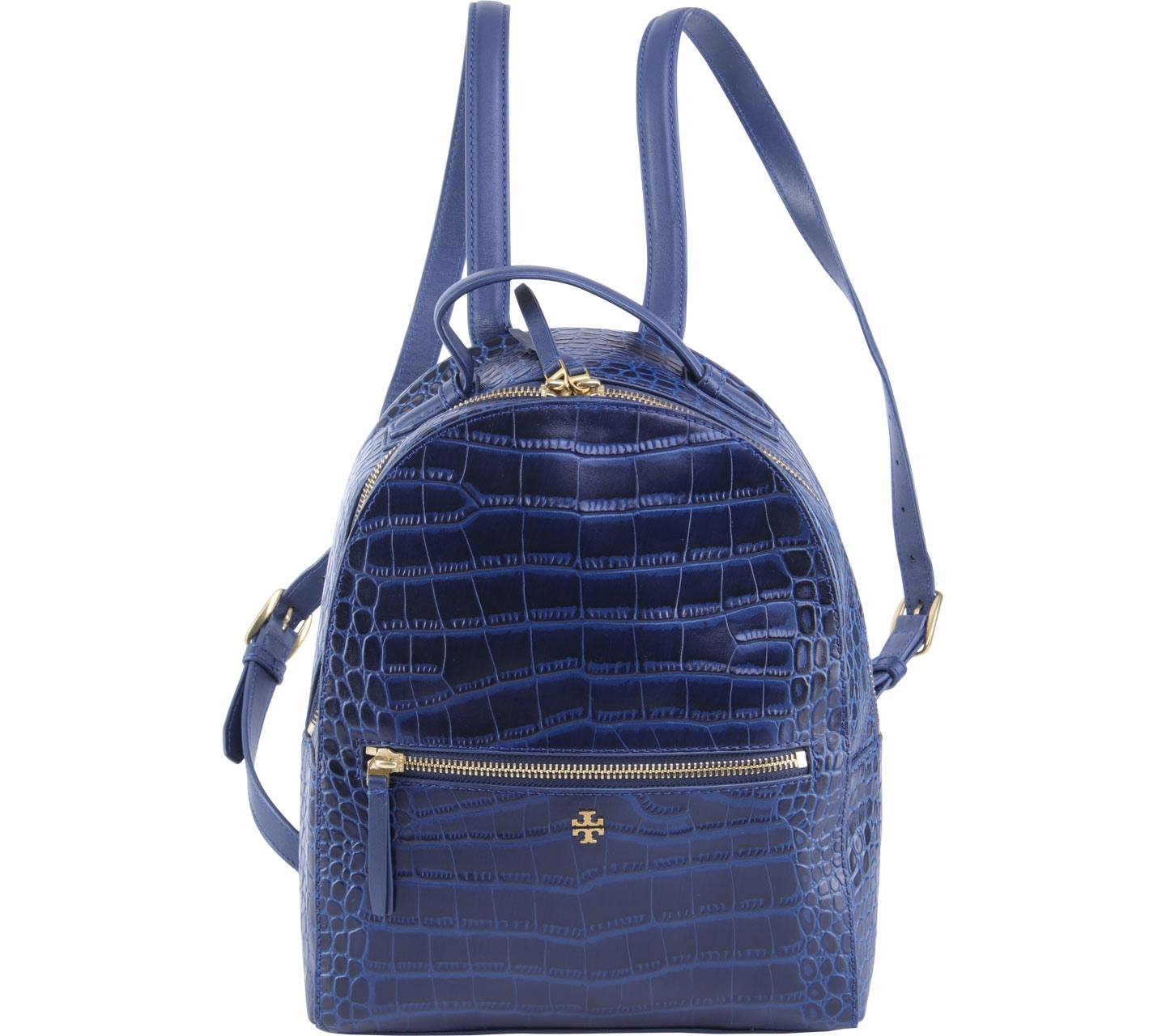 Tory Burch Navy Croc-Embossed Mini Backpack