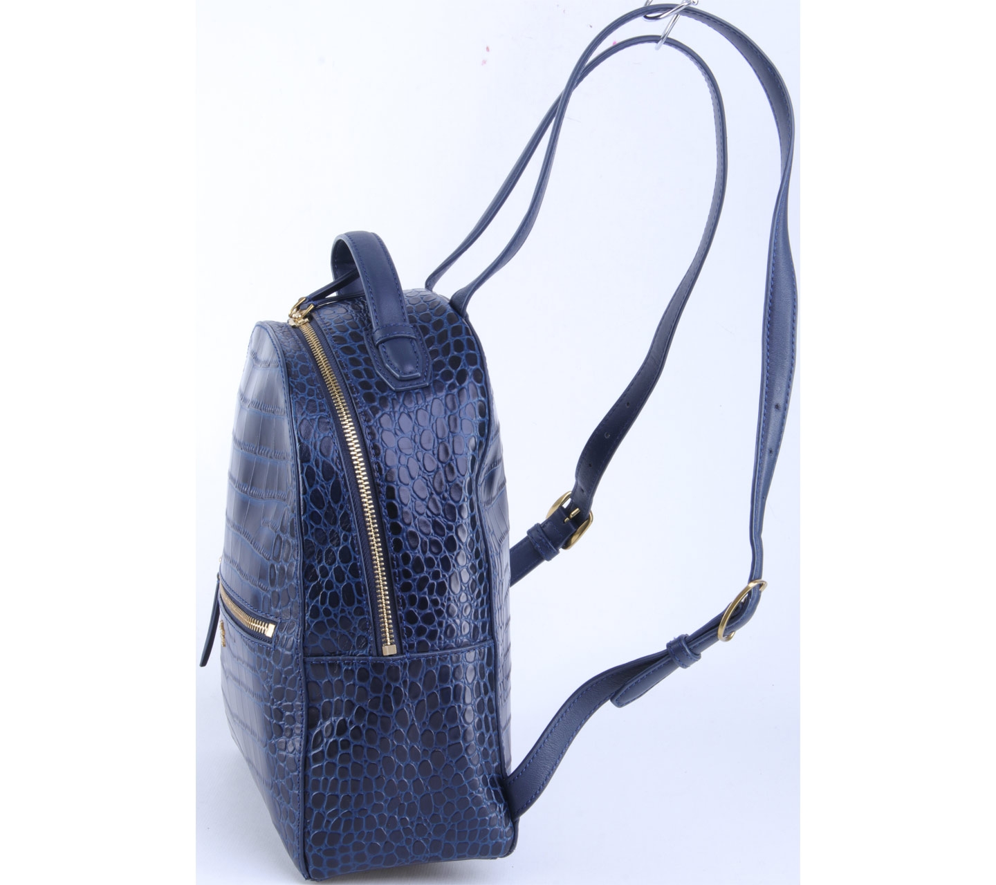 Tory Burch Navy Croc-Embossed Mini Backpack