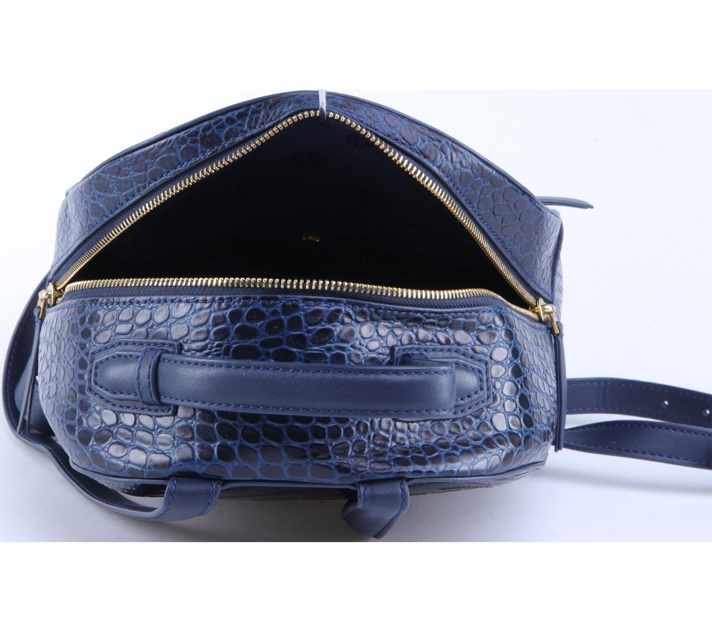 Tory Burch Navy Croc-Embossed Mini Backpack