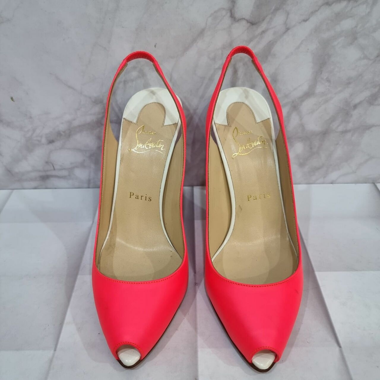 Christian Louboutin Chaussures Femme Pink & White Heels