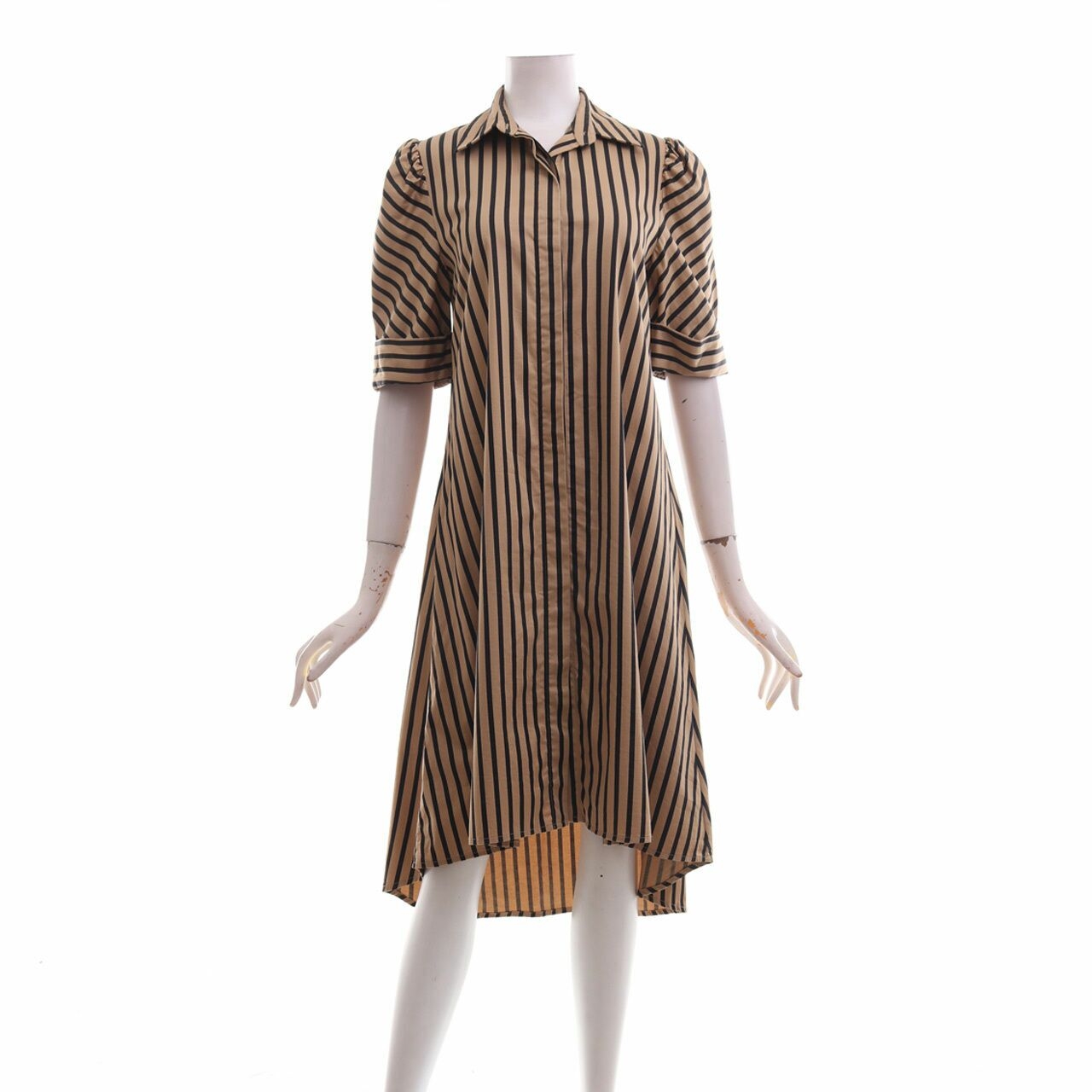 Pomelo. Beige Striped Midi Dress