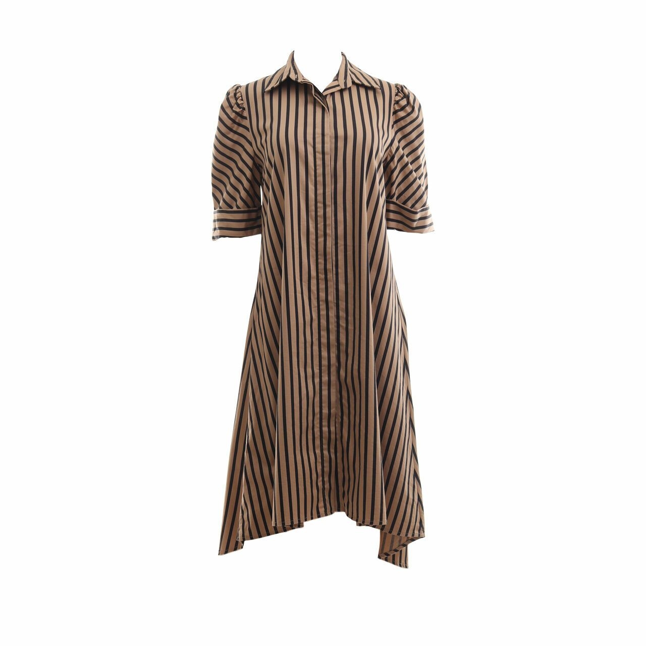 Pomelo. Beige Striped Midi Dress