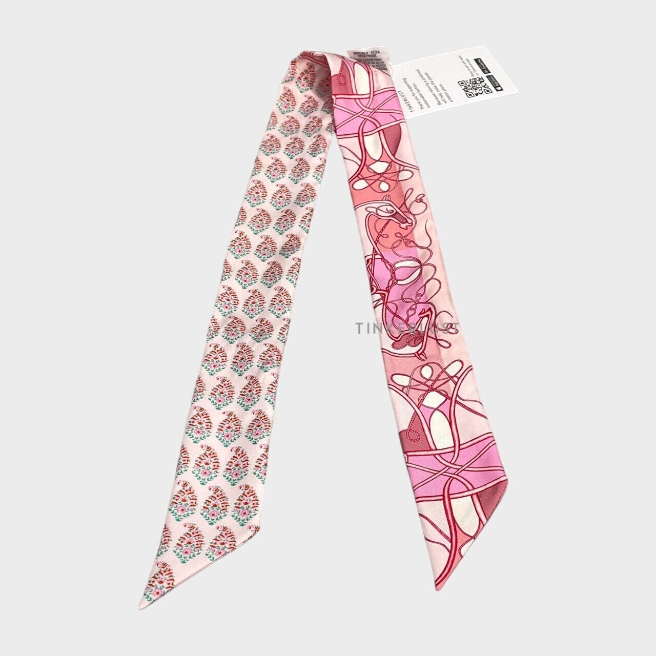 Hermes Silk Coup De Fouet Au Bloc Twilly Rose Nacre Turquoise Pink Scarf