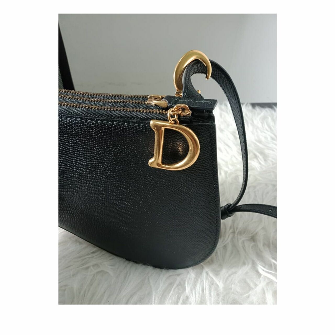 Christian Dior Saddle Triple Compartment Black Crossbody