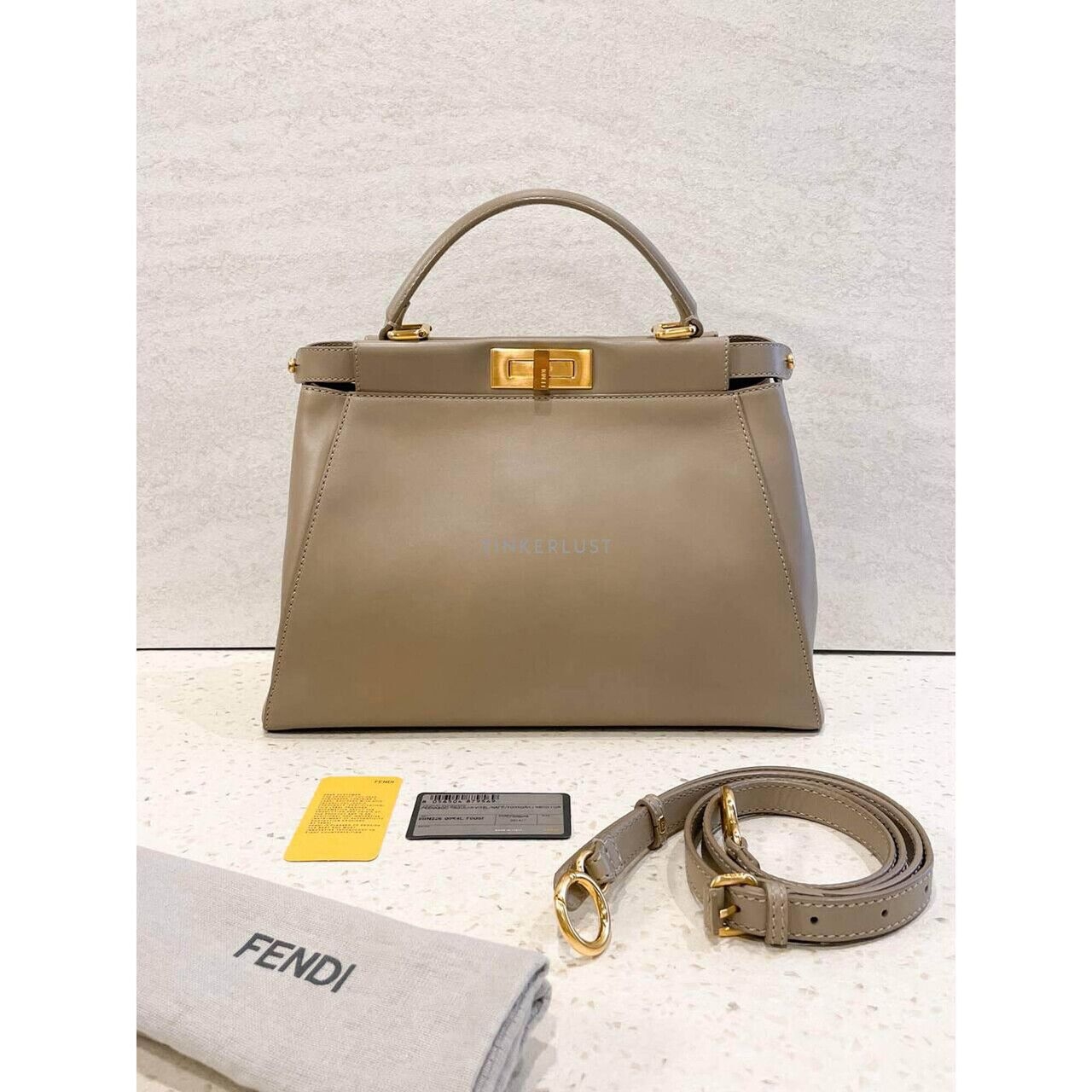 Fendi Peekaboo Regular Taupe Satchel