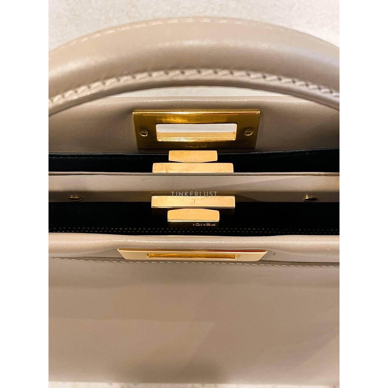 Fendi Peekaboo Regular Taupe Satchel