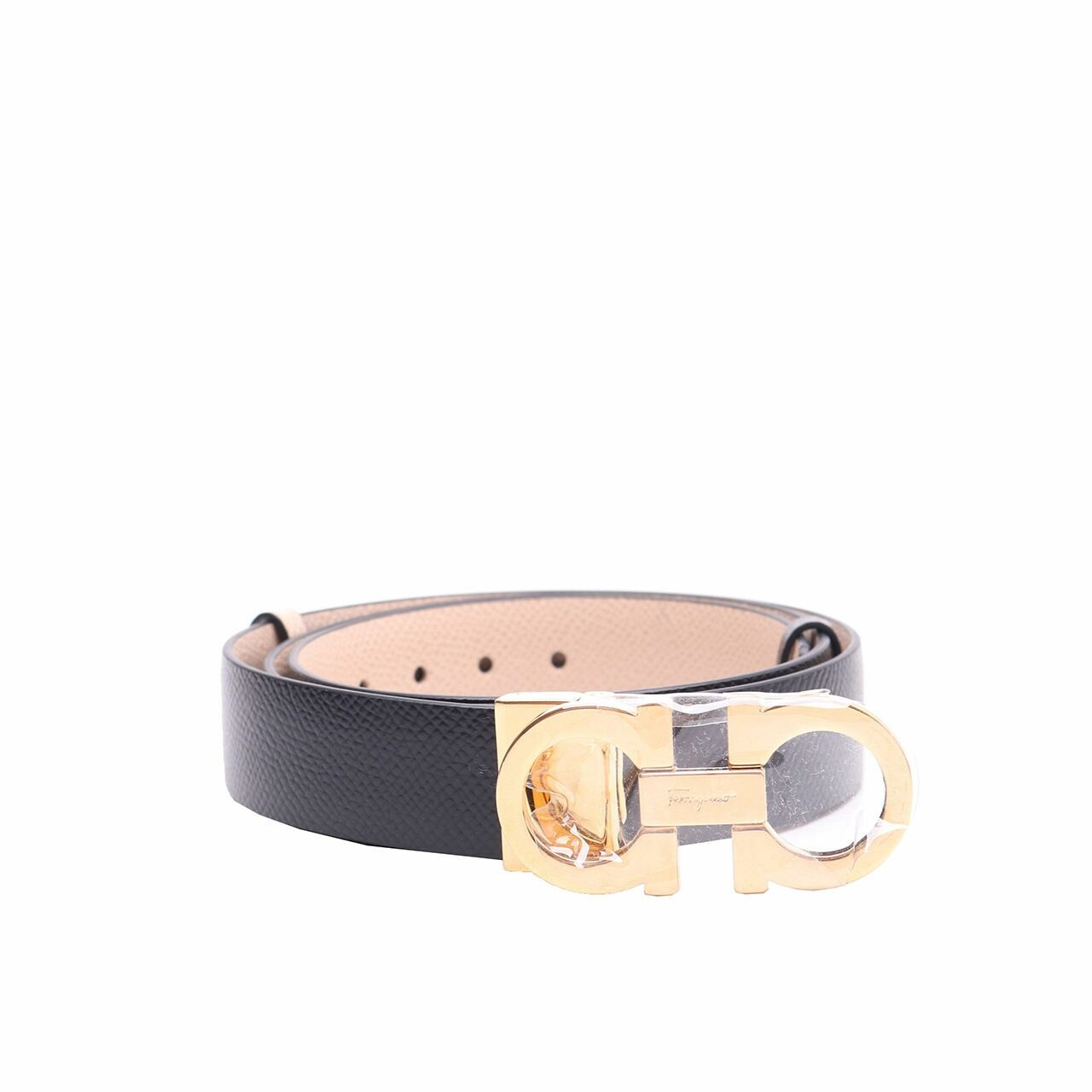 Salvatore Ferragamo Double Gancini Buckle Black Belt