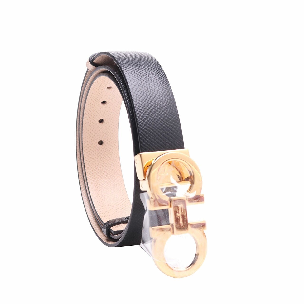 Salvatore Ferragamo Double Gancini Buckle Black Belt