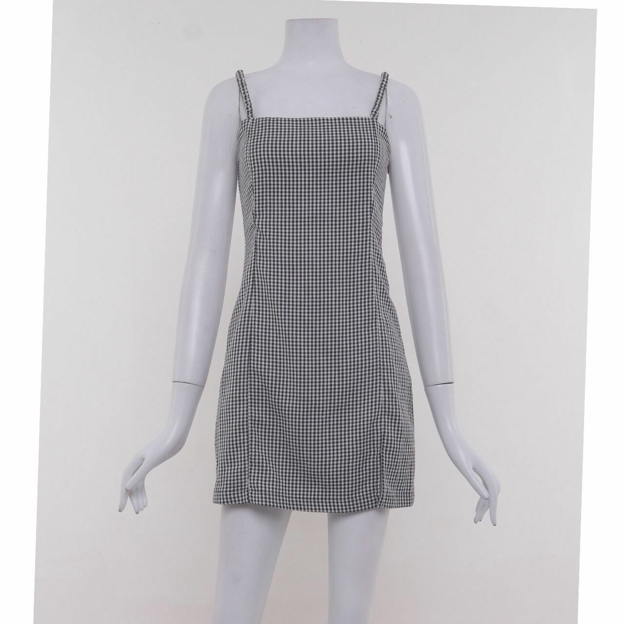 Pull & Bear Black & White Plaid Mini Dress