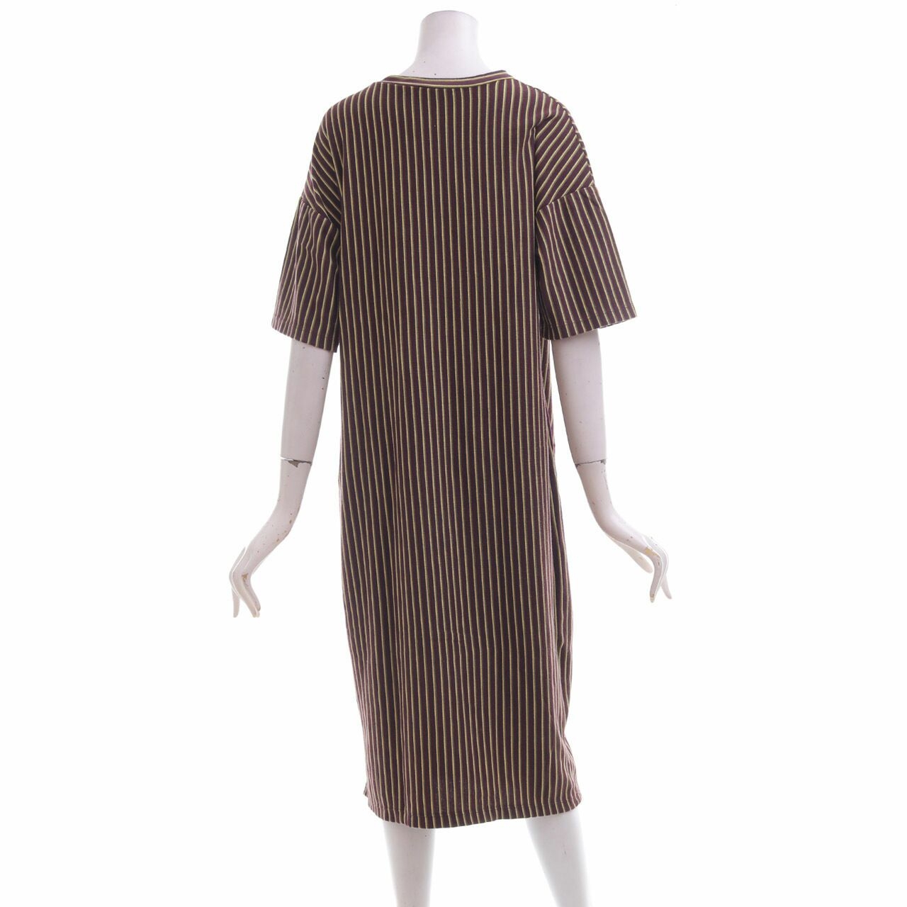 Zara Brown Striped Midi Dress