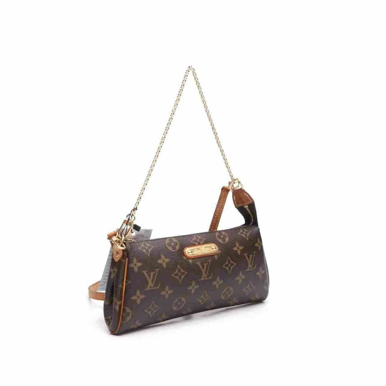 Louis Vuitton Monogram Eva Brown Clutch Shoulder Bag 