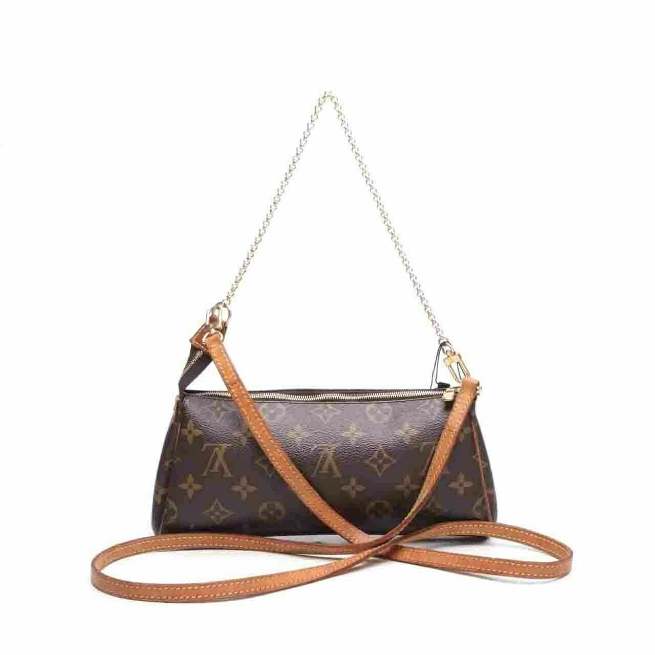 Louis Vuitton Monogram Eva Brown Clutch Shoulder Bag 