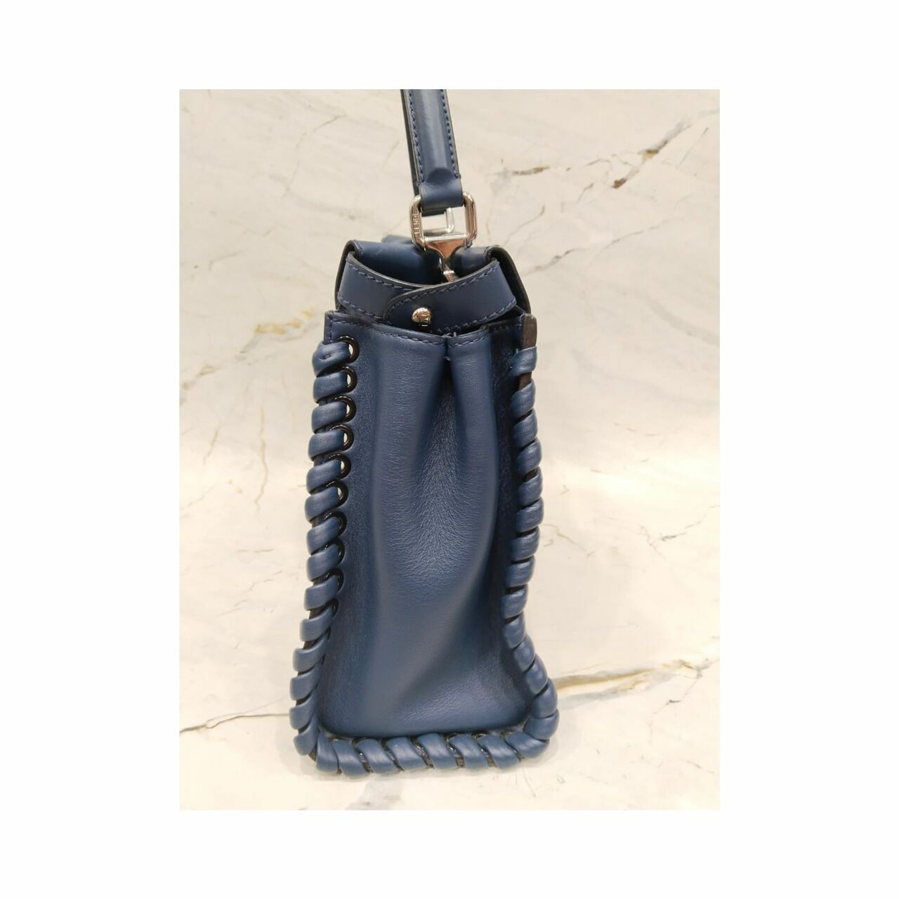 Fendi Peekaboo Whipstich Blue Handbag