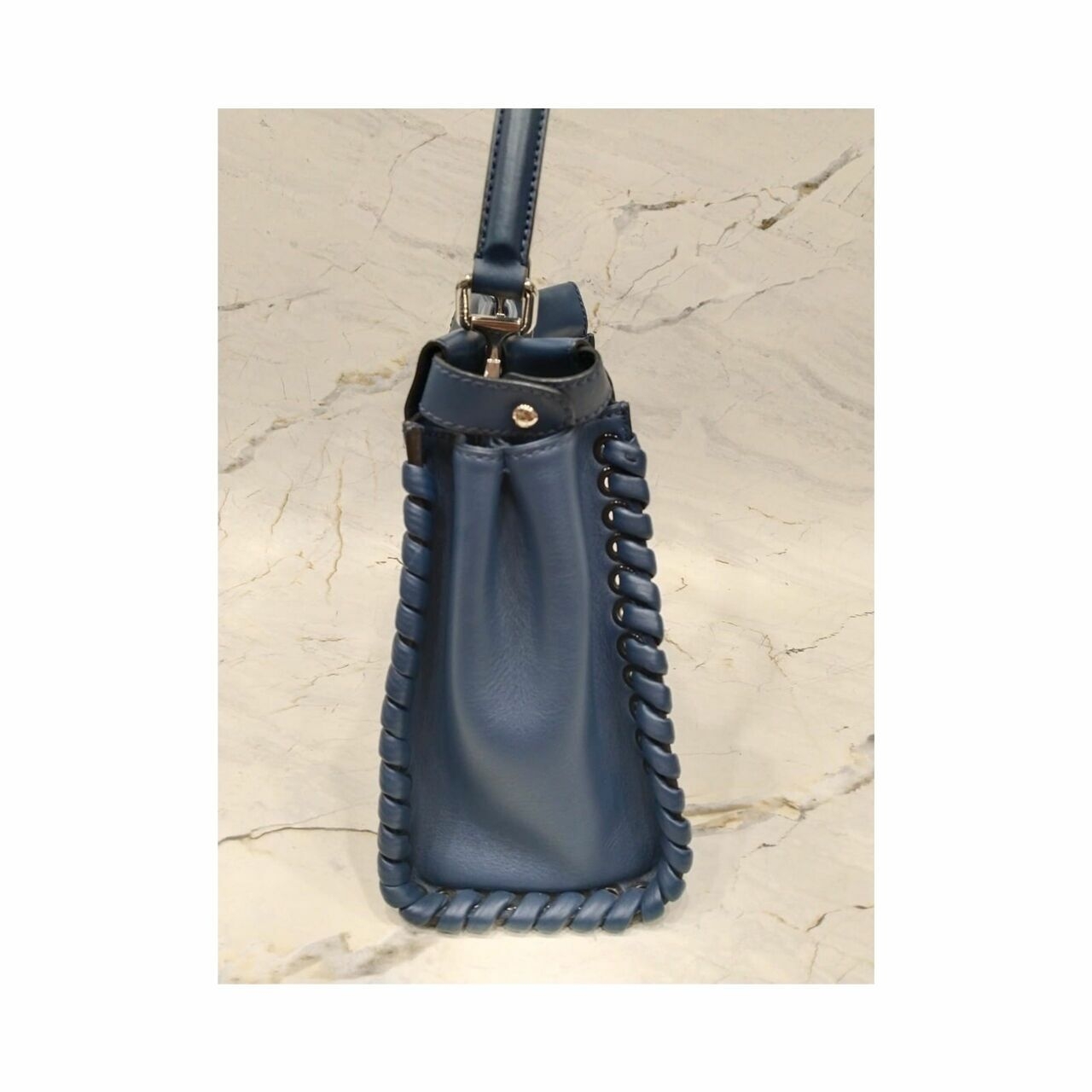 Fendi Peekaboo Whipstich Blue Handbag