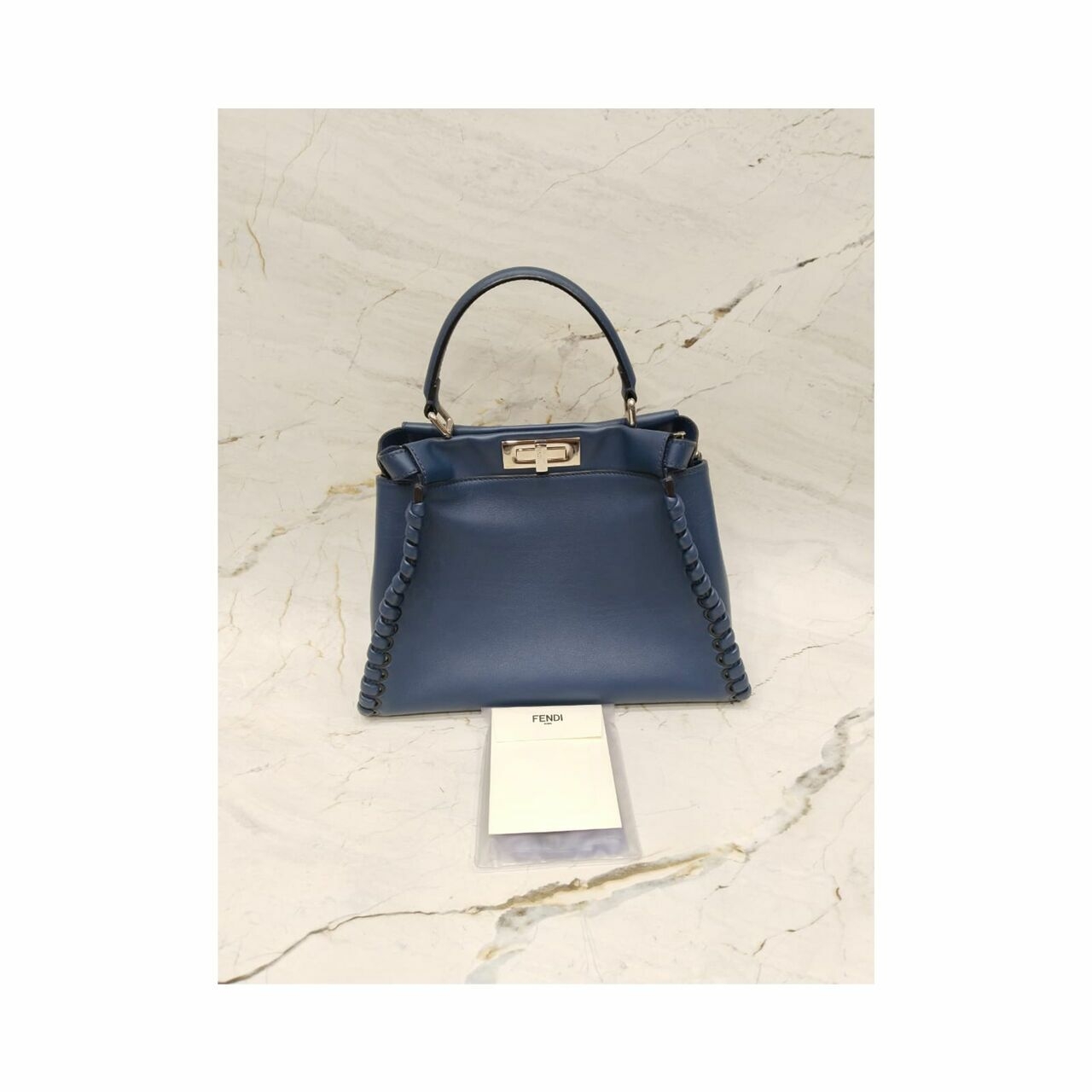 Fendi Peekaboo Whipstich Blue Handbag