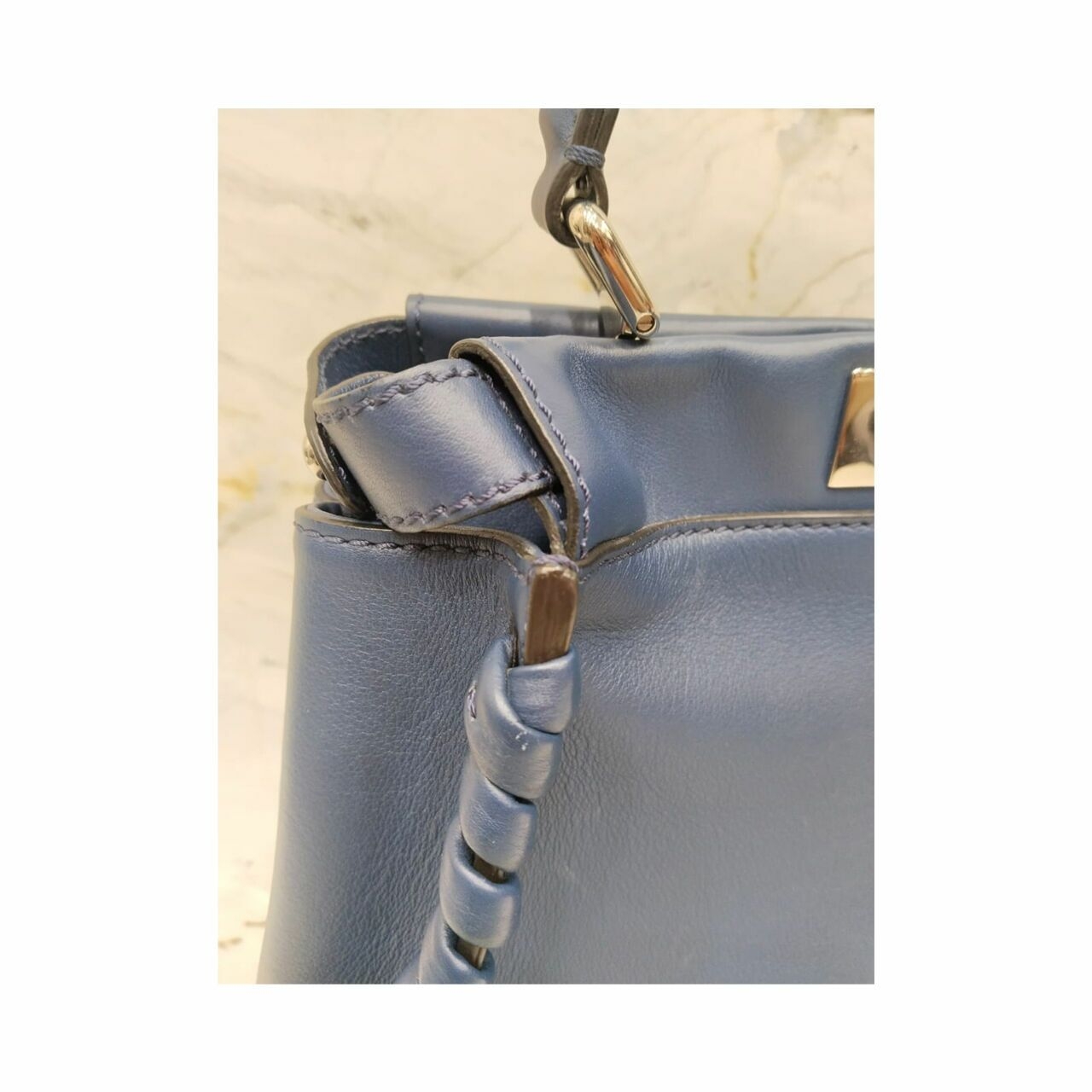 Fendi Peekaboo Whipstich Blue Handbag