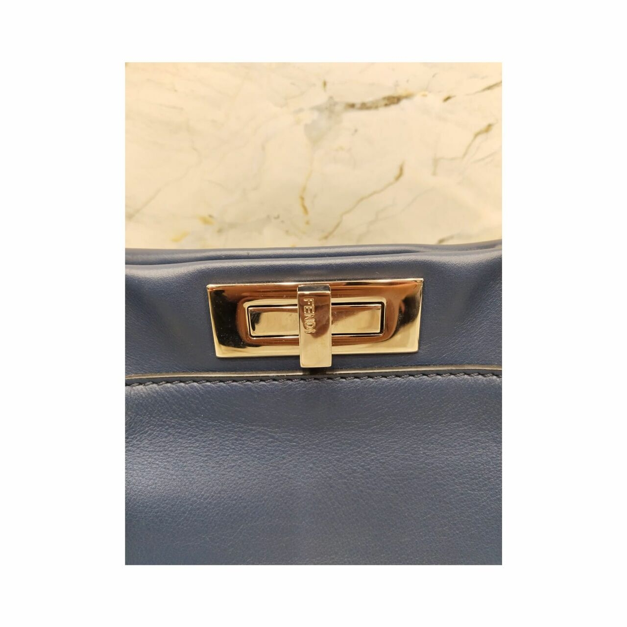 Fendi Peekaboo Whipstich Blue Handbag