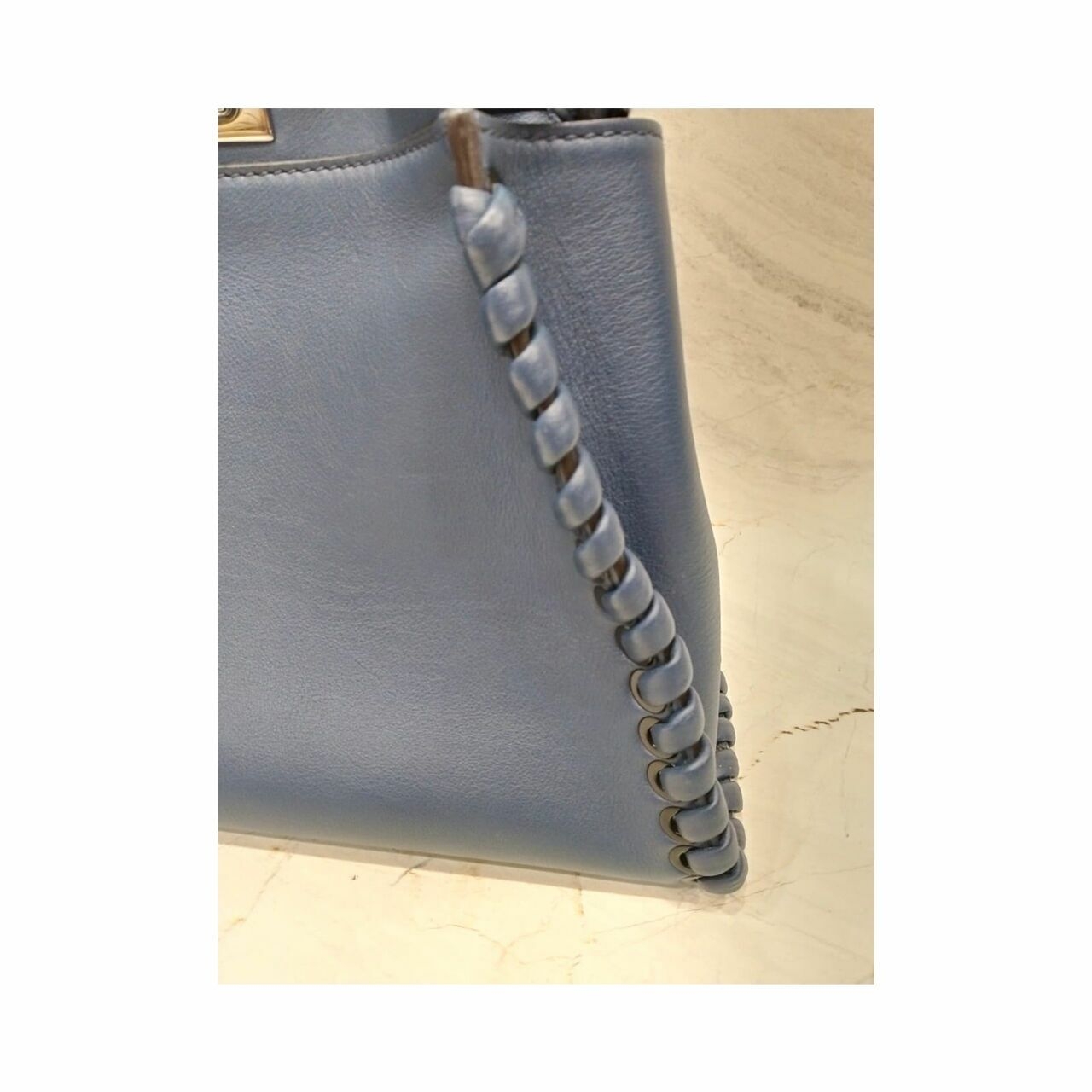 Fendi Peekaboo Whipstich Blue Handbag