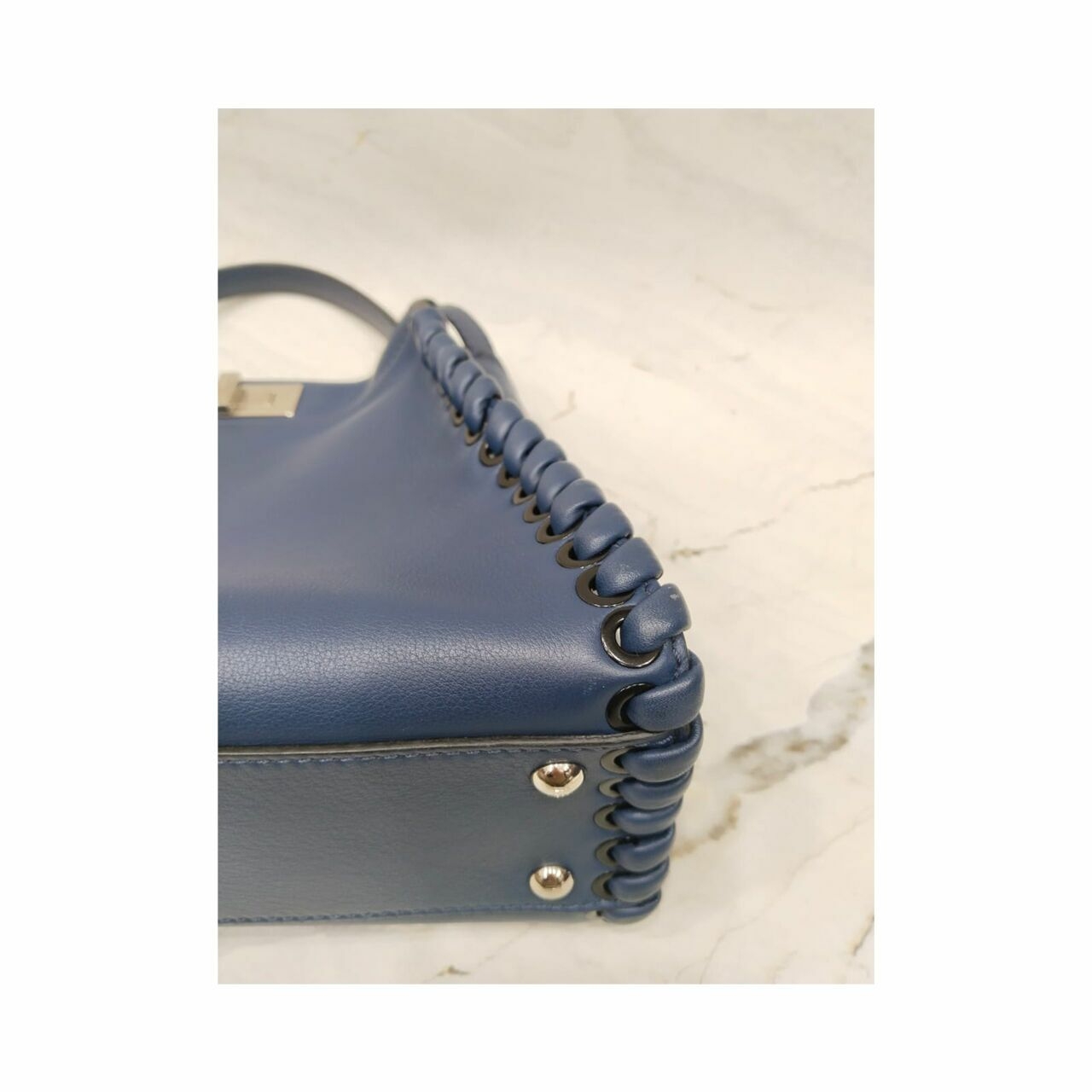 Fendi Peekaboo Whipstich Blue Handbag