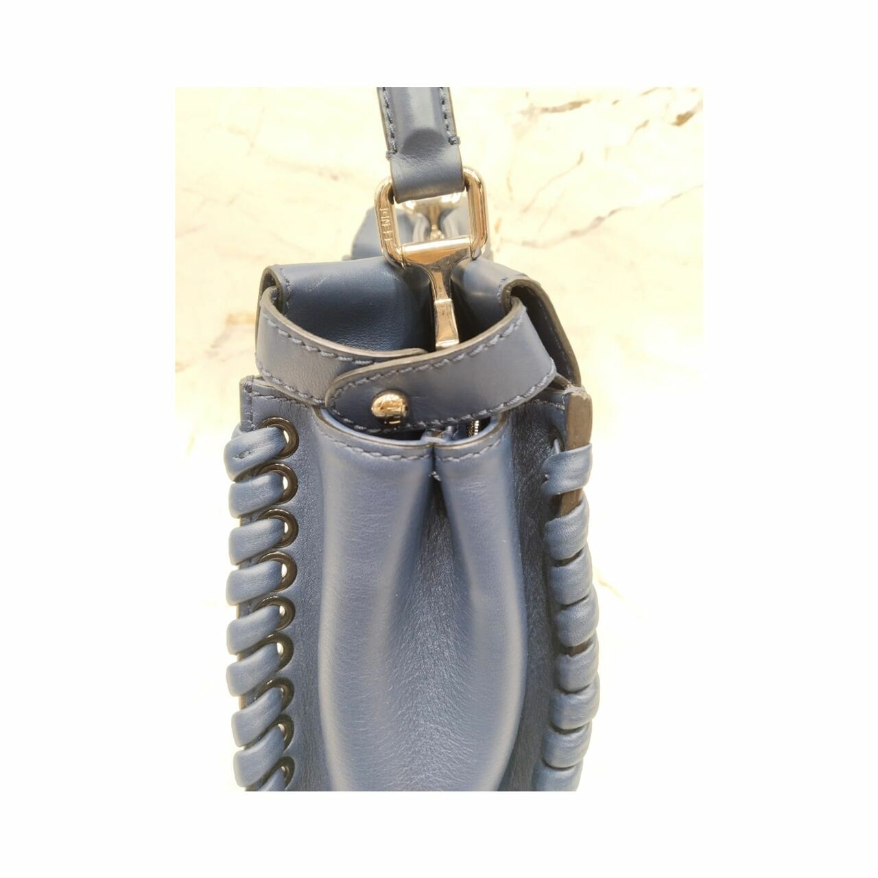 Fendi Peekaboo Whipstich Blue Handbag