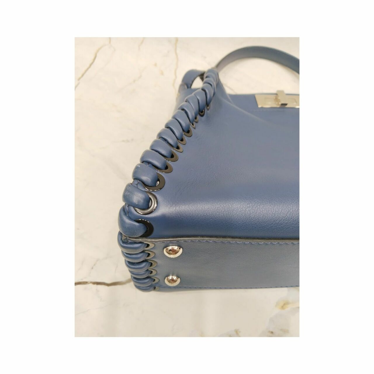 Fendi Peekaboo Whipstich Blue Handbag