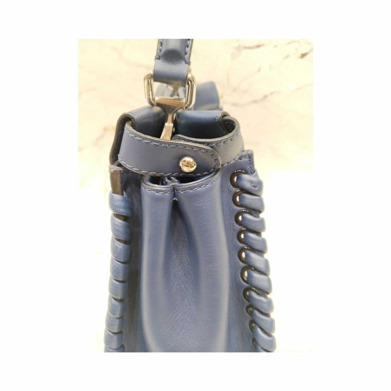 Fendi Peekaboo Whipstich Blue Handbag