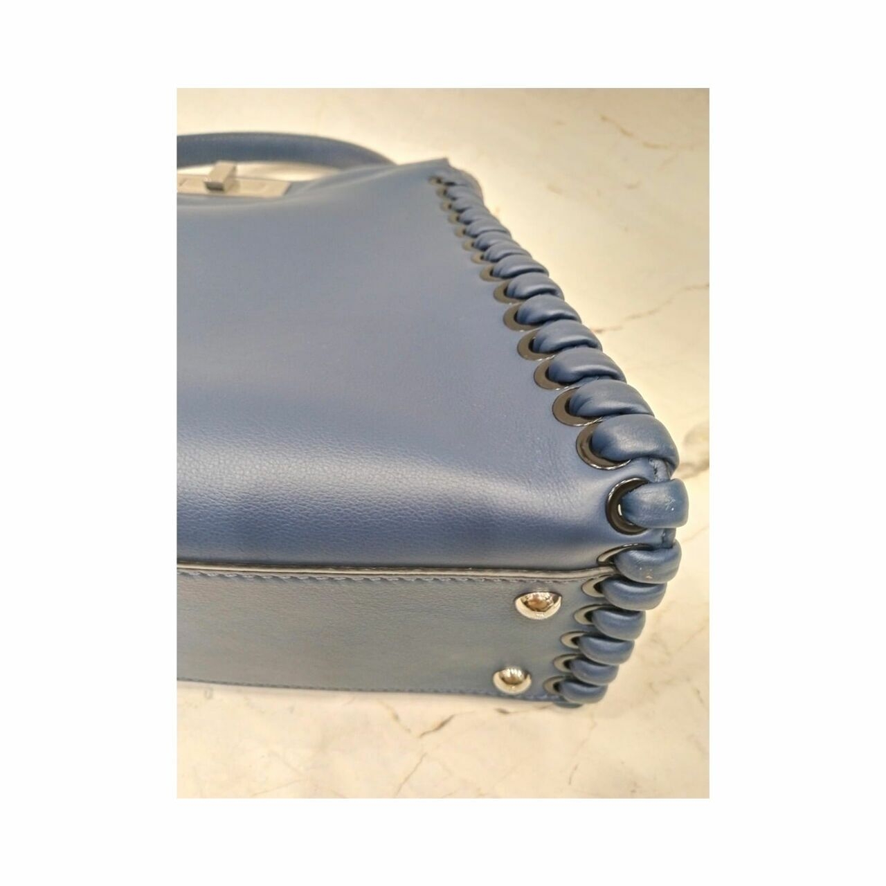 Fendi Peekaboo Whipstich Blue Handbag