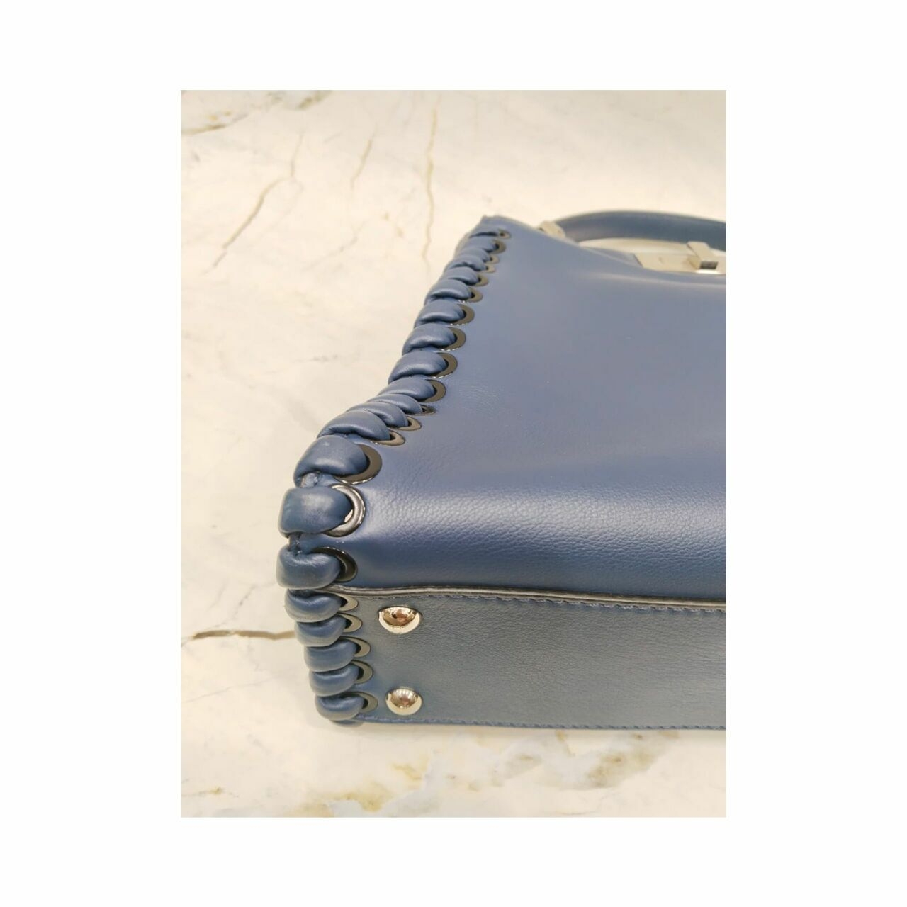 Fendi Peekaboo Whipstich Blue Handbag