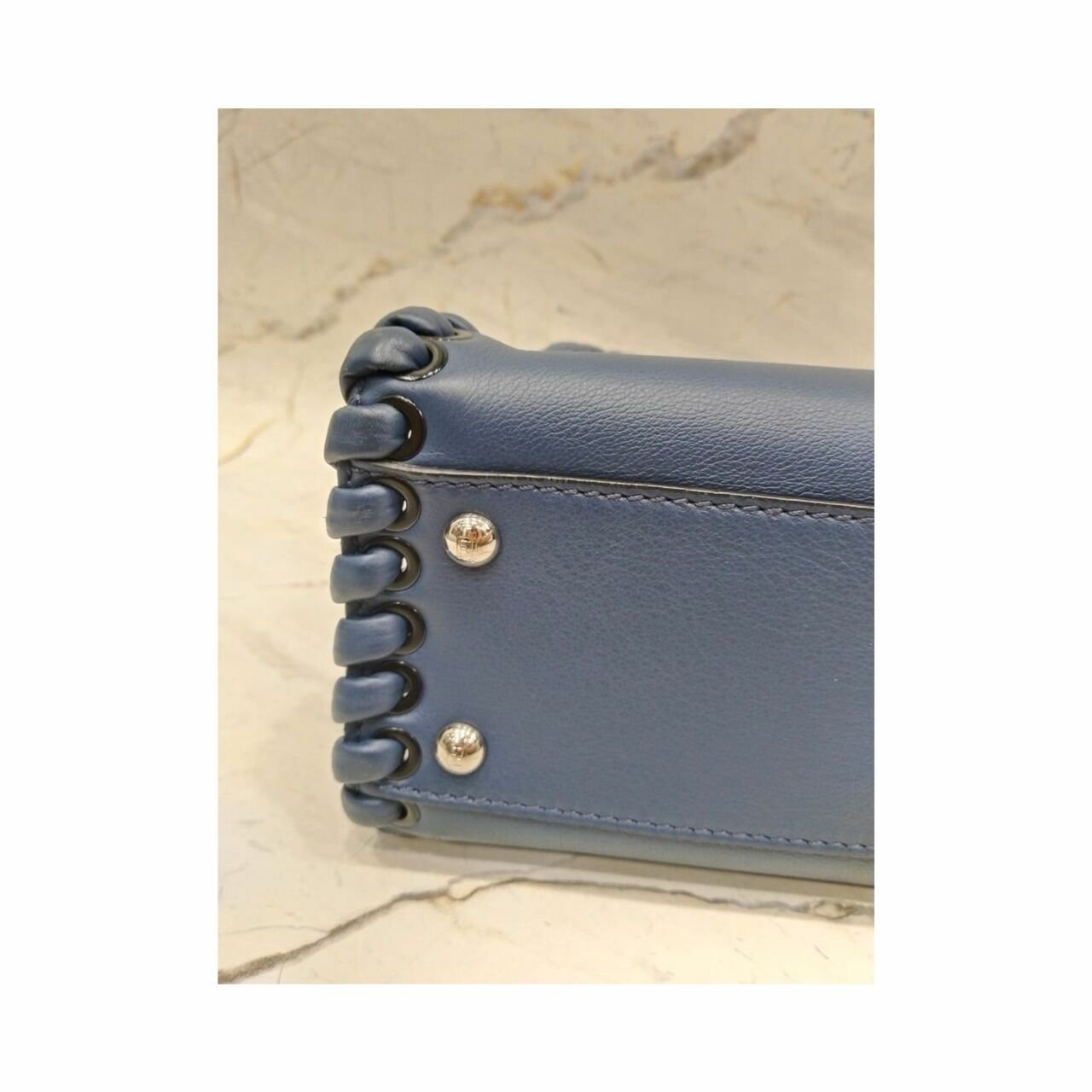 Fendi Peekaboo Whipstich Blue Handbag