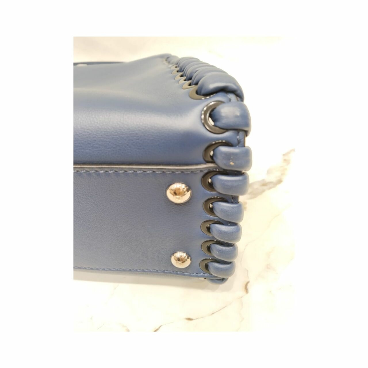 Fendi Peekaboo Whipstich Blue Handbag