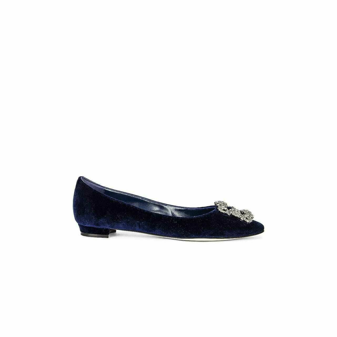 Manolo Blahnik Navy Flats