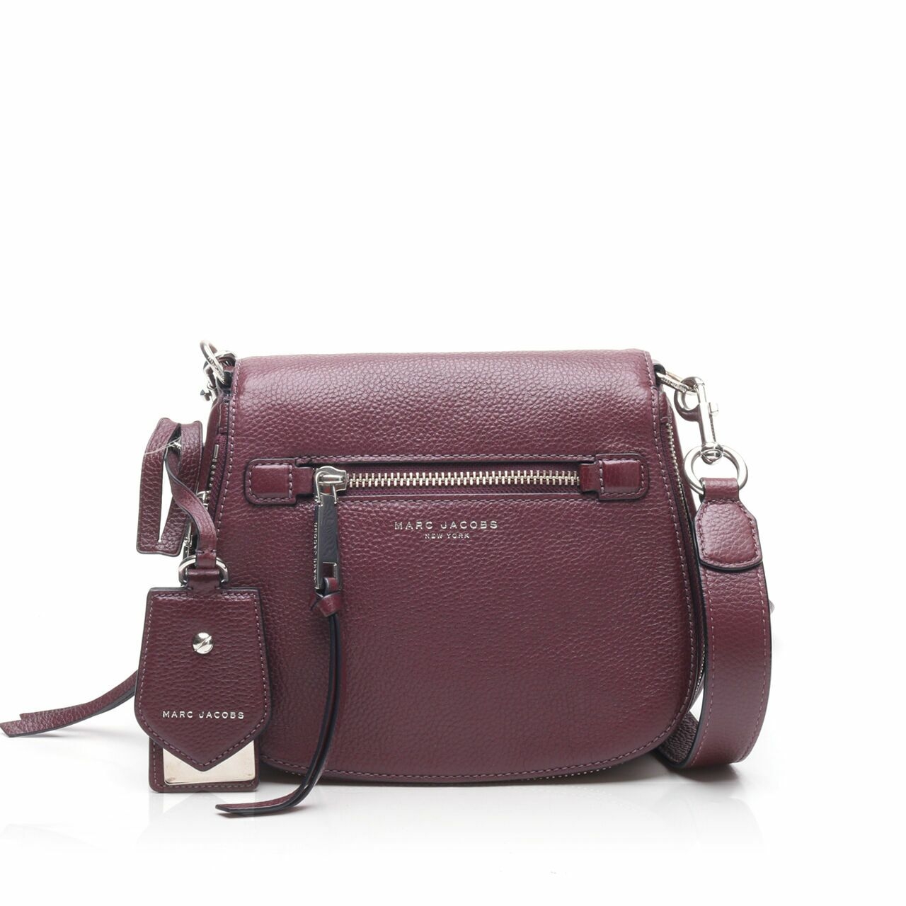 Marc Jacobs Recruit Nomad Blackberry Small Pebbled Leather Saddle Bag