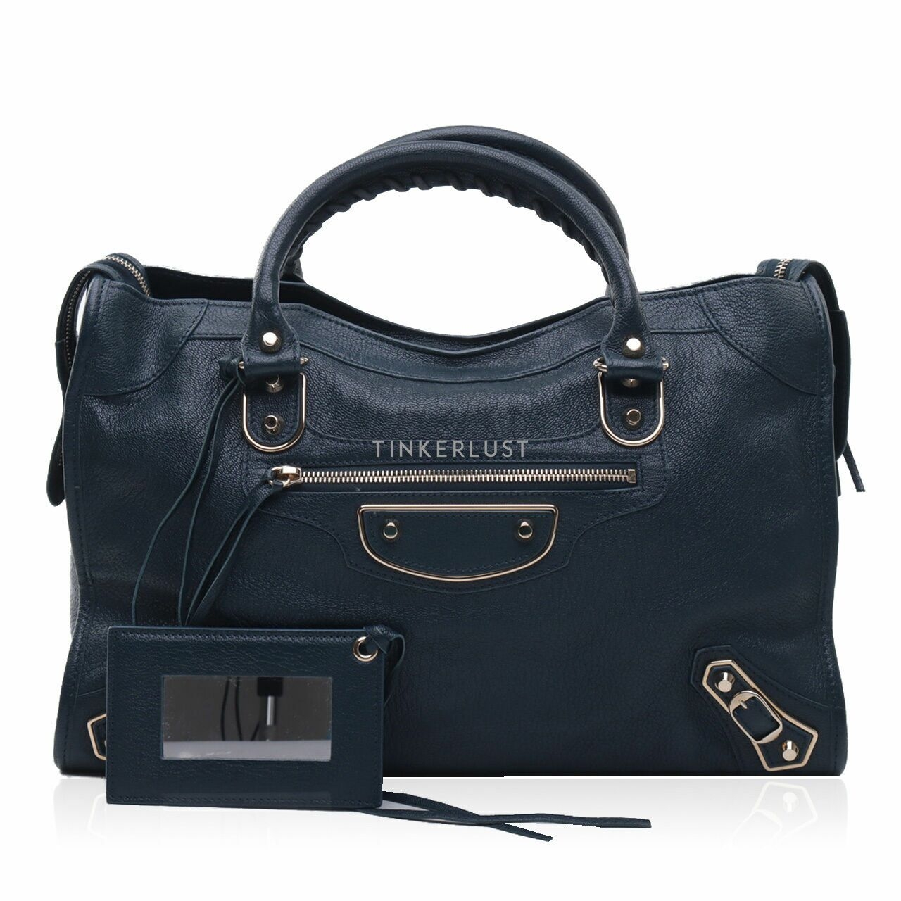 Balenciaga Chevre GHW Blue Paon City Satchel Bag