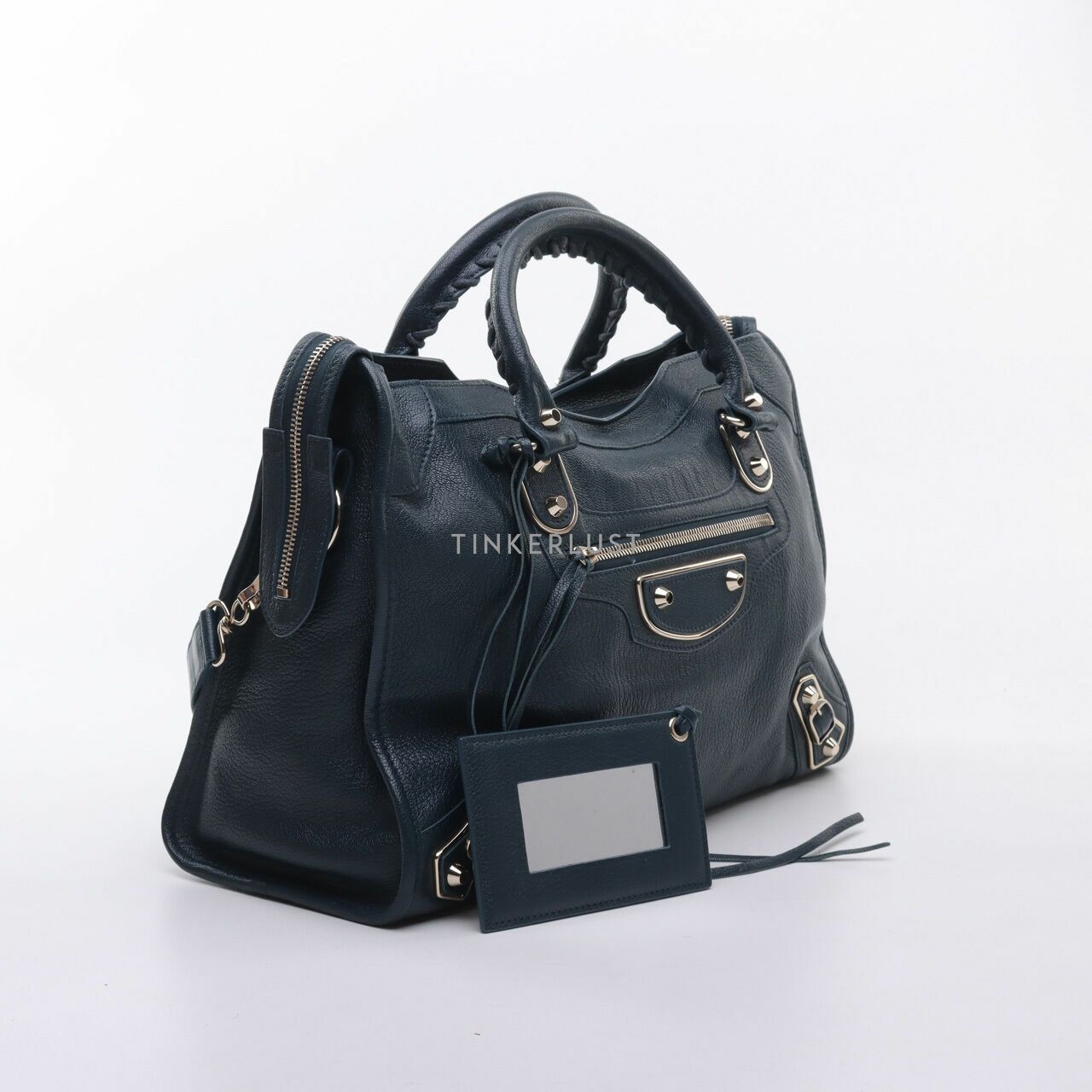 Balenciaga Chevre GHW Blue Paon City Satchel Bag