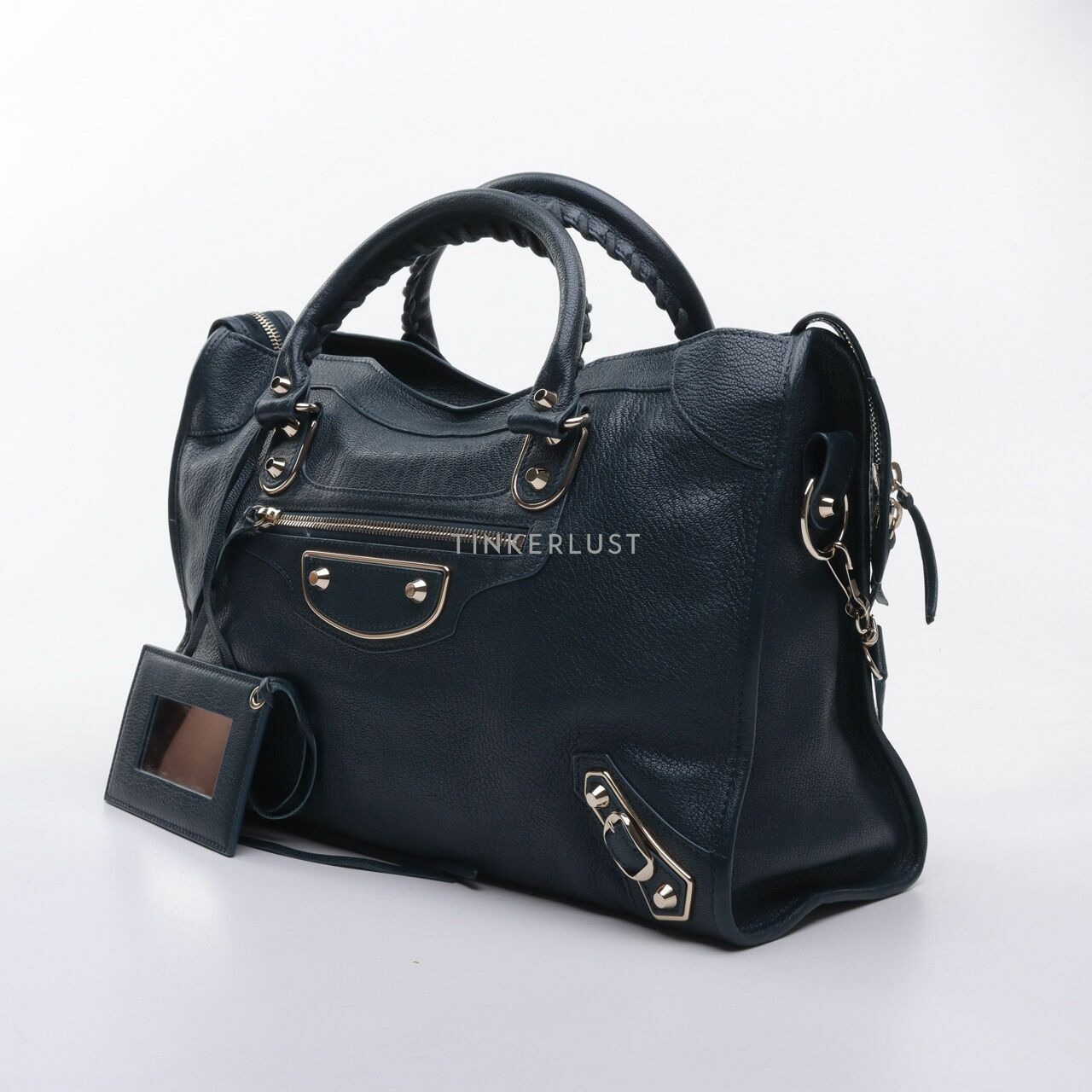 Balenciaga Chevre GHW Blue Paon City Satchel Bag