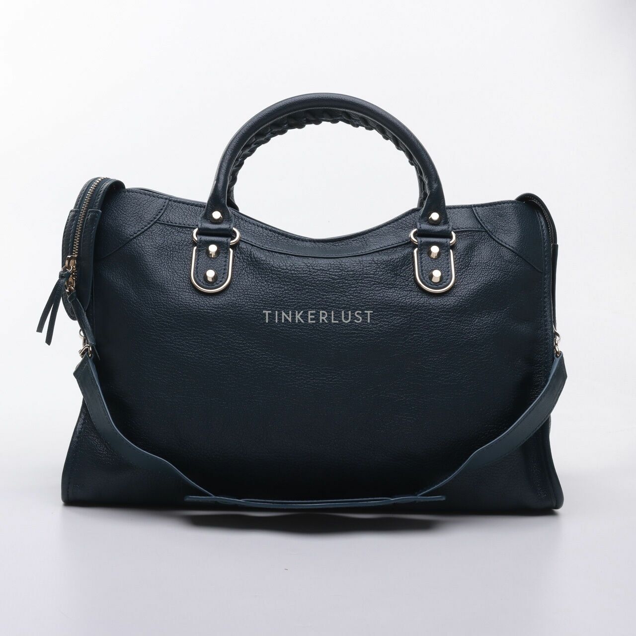 Balenciaga Chevre GHW Blue Paon City Satchel Bag