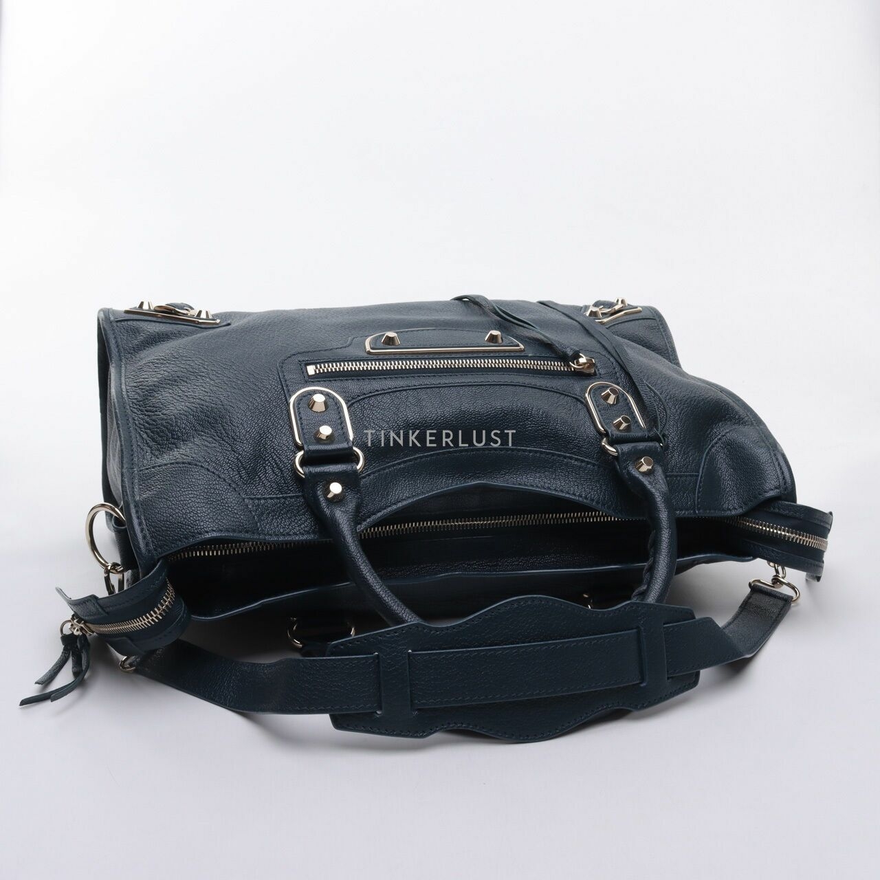 Balenciaga Chevre GHW Blue Paon City Satchel Bag