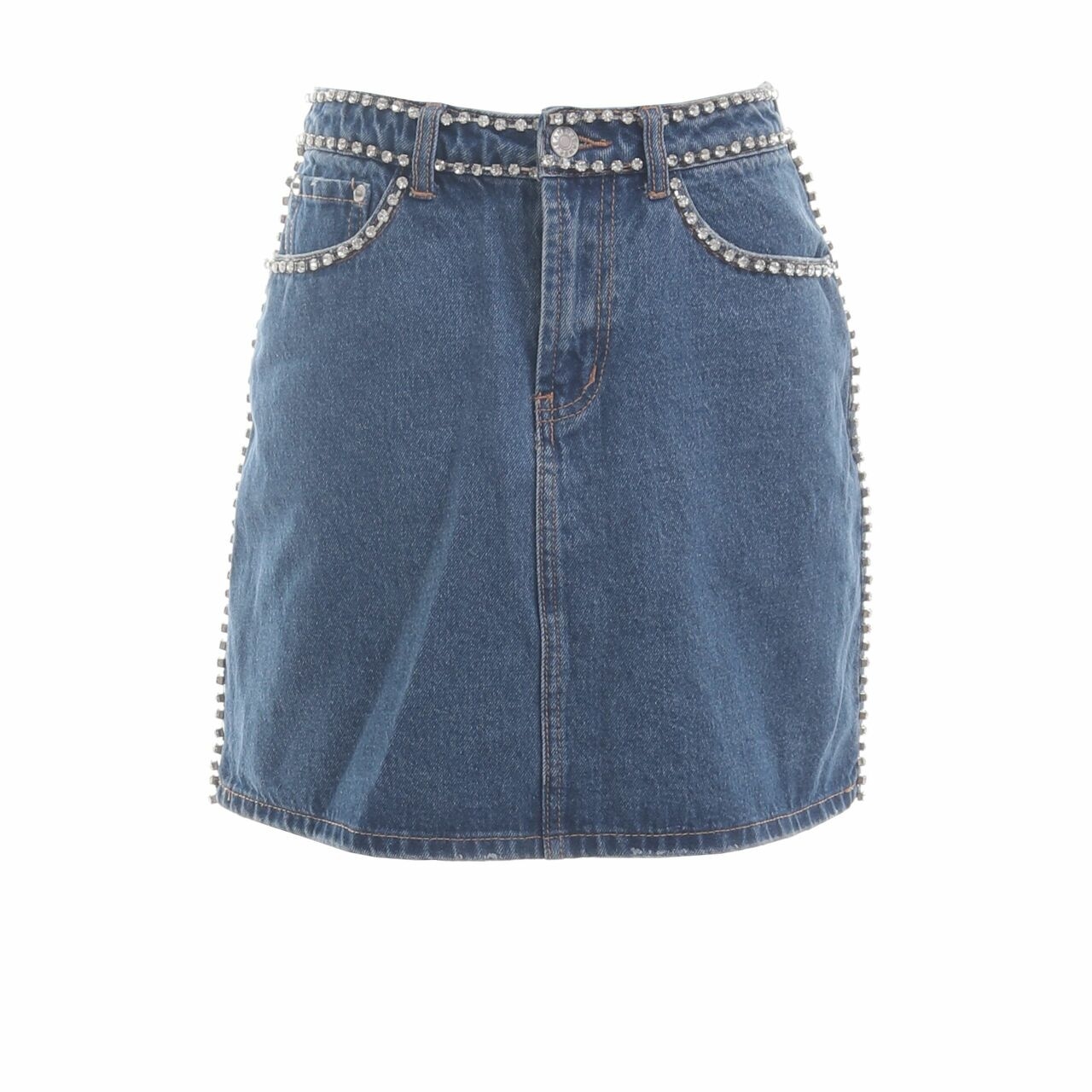 Pomelo. Blue Denim Studed Mini Skirt