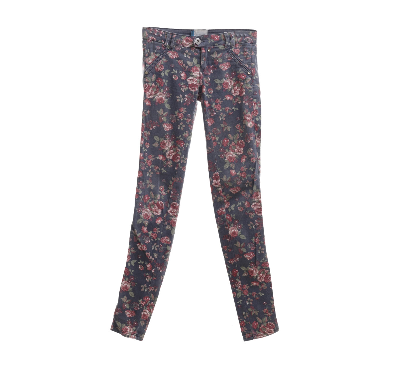 Bershka Dark Grey Floral Long Pants 