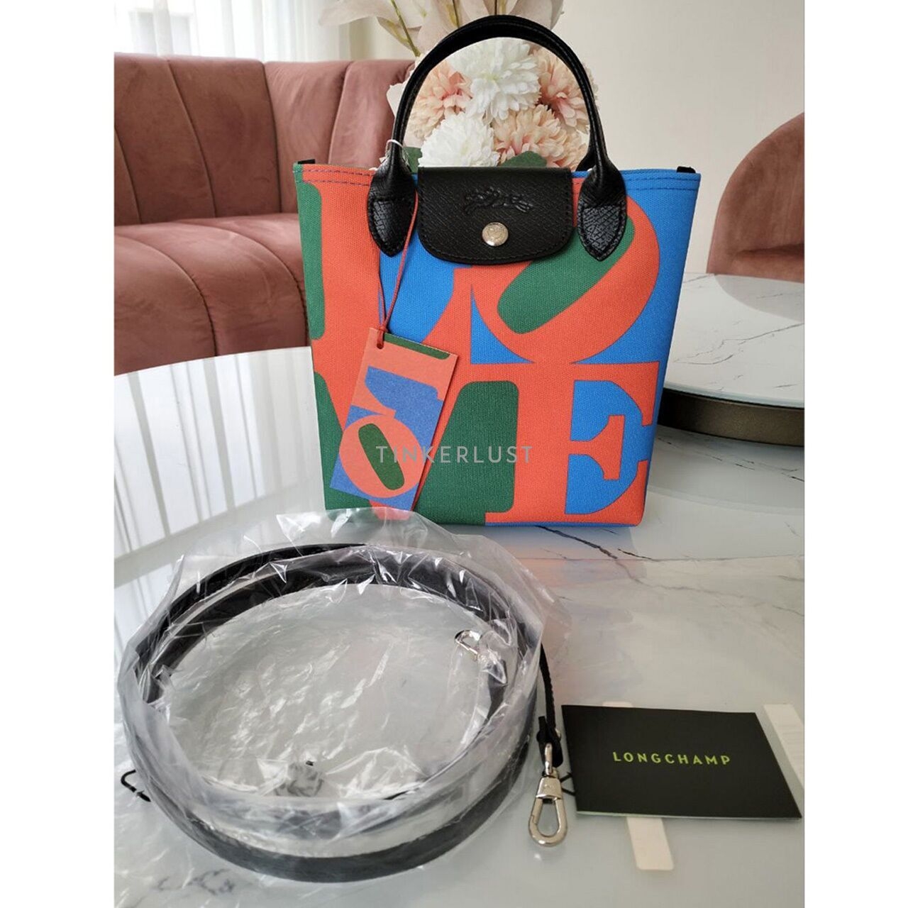 Longchamp X Robert Indiana Love Top Handle Multi Colour Satchel