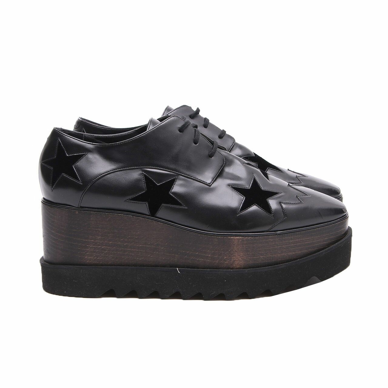 Stella McCartney Elyse Star Derby Triple Black Platform Sneakers