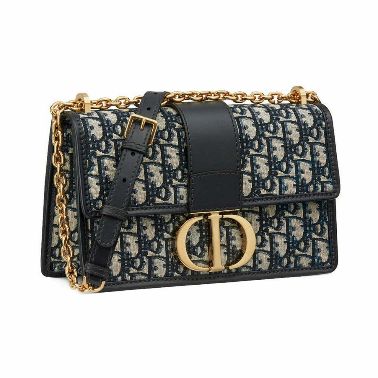 Christian Dior 30 Montaigne Chain Bag Oblique Jacquard Blue