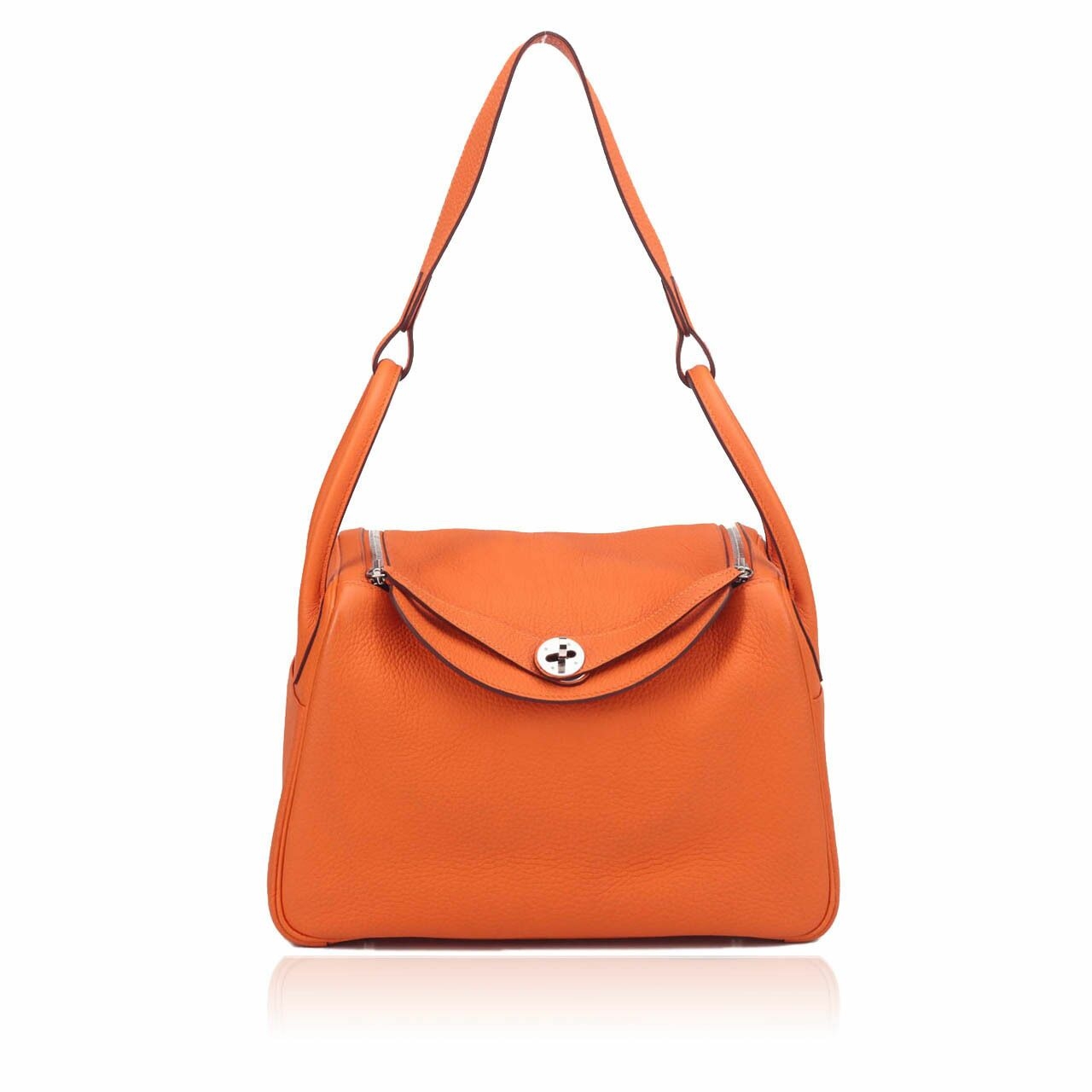 Hermes Clemence Lindy 30 Orange PHW #O Squere Shoulder Bag