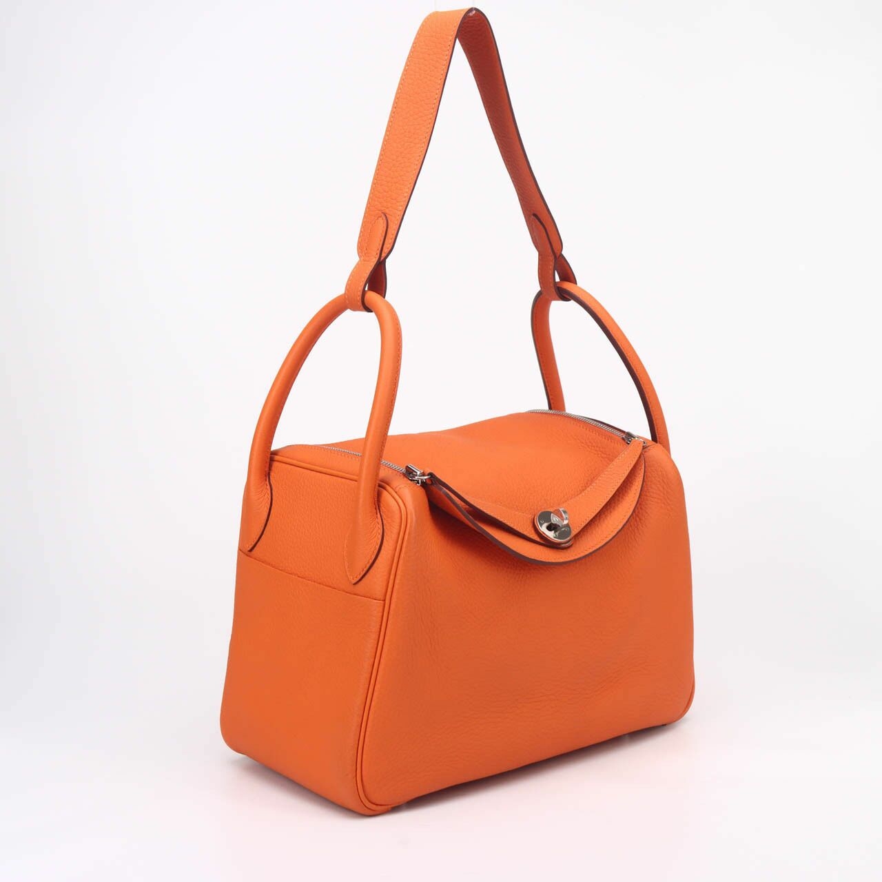 Hermes Clemence Lindy 30 Orange PHW #O Squere Shoulder Bag