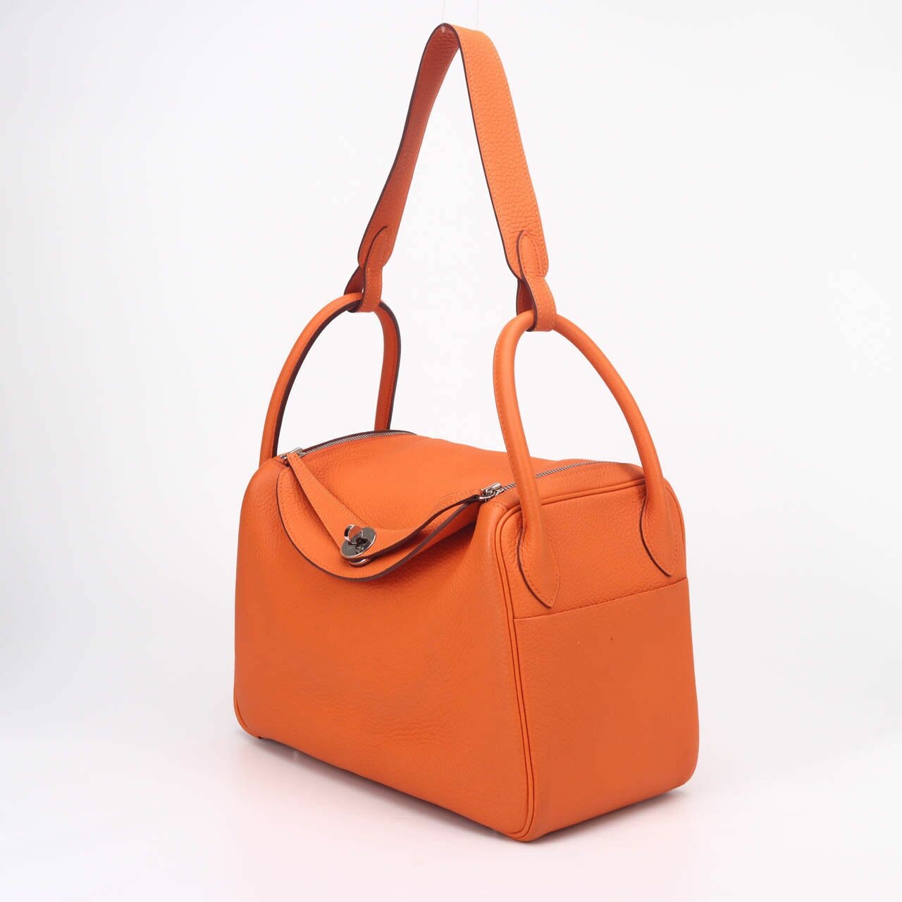 Hermes Clemence Lindy 30 Orange PHW #O Squere Shoulder Bag